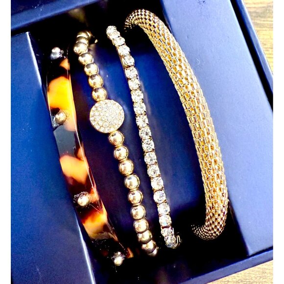 Accessory Gift Set Tortoise Sunglasses Goldtone Watch Bracelets Decorative Box - Picture 2 of 8